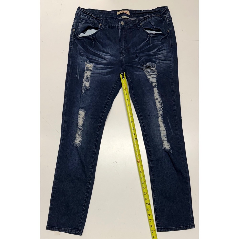 Judy Blue Distressed Skinny Jeans Dark Wash Shredded Denim Womens 16W x 29L